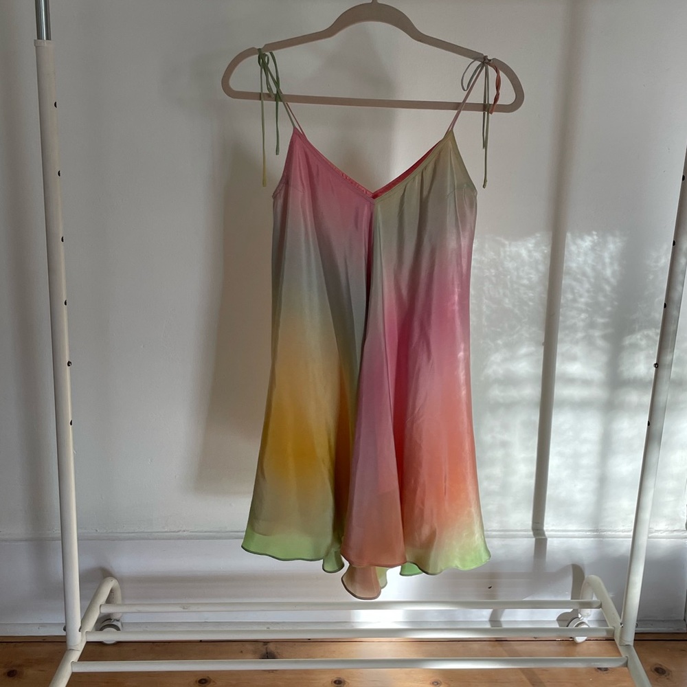 SILK RAINBOW PASTEL SLIP DRESS, LACEY PARKER